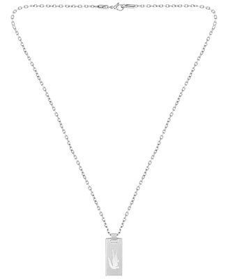 Lacoste Men's Stainless Steel Tag Necklace - Macy's