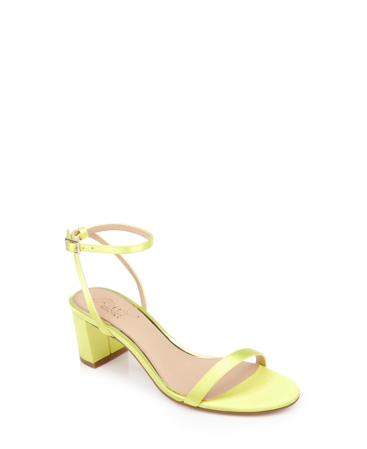 Jewel Badgley Mischka Danni Ii Ankle Strap Sandal In Neon Lime Satin