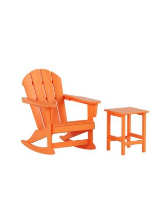 2-Piece Outdoor Adirondack Rocking Chair with Side Table Set