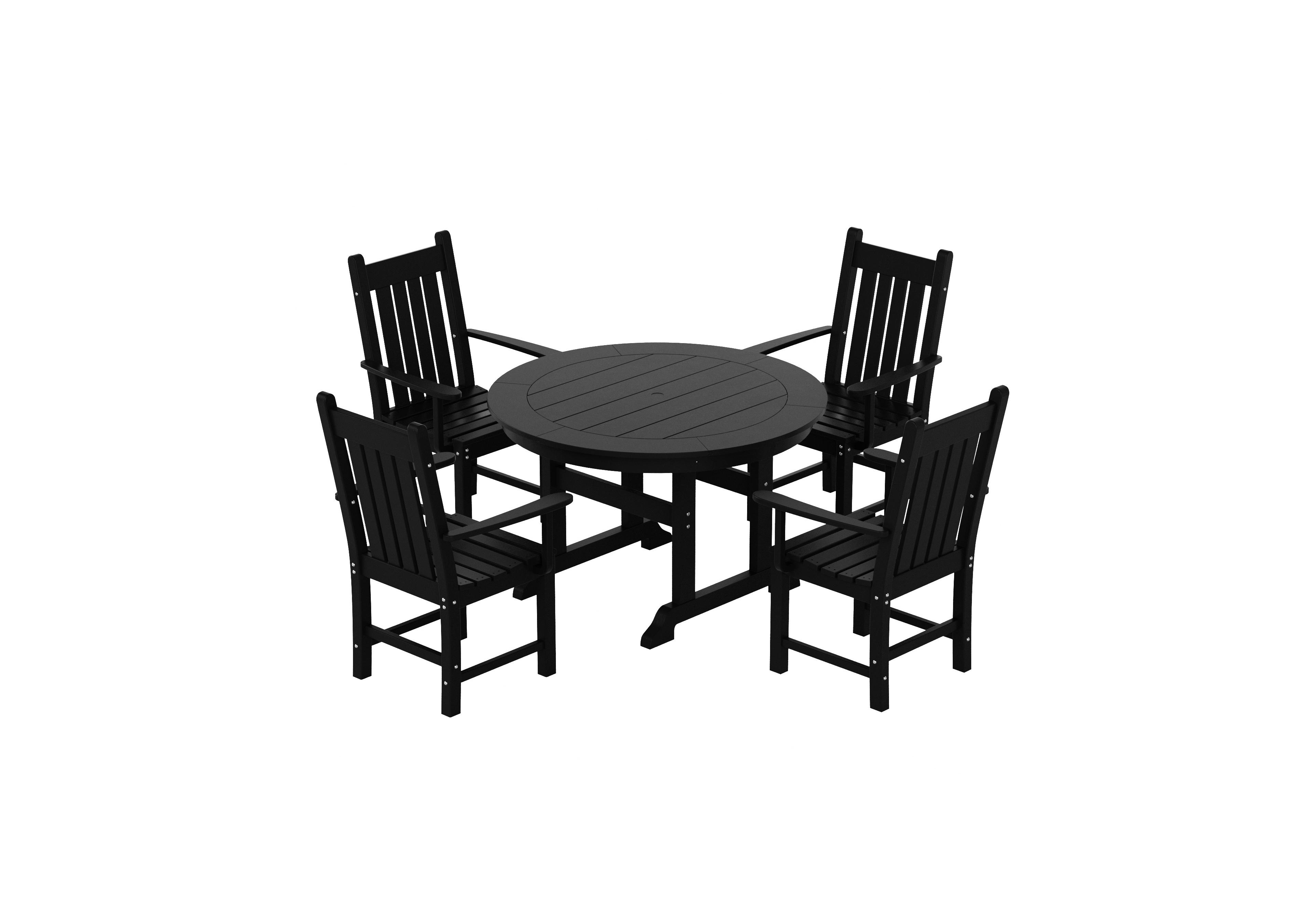 WestinTrends 5 Piece Outdoor Patio Dining Set Round Table and Armchair
