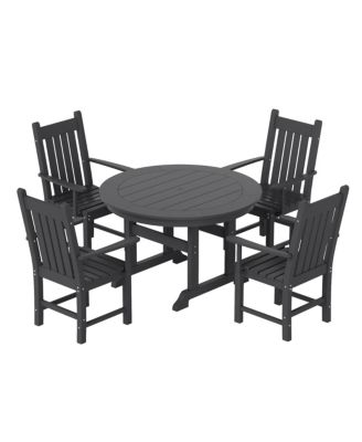 5 Piece Outdoor Patio Dining Set Outdoor Round Table and Armchair Set