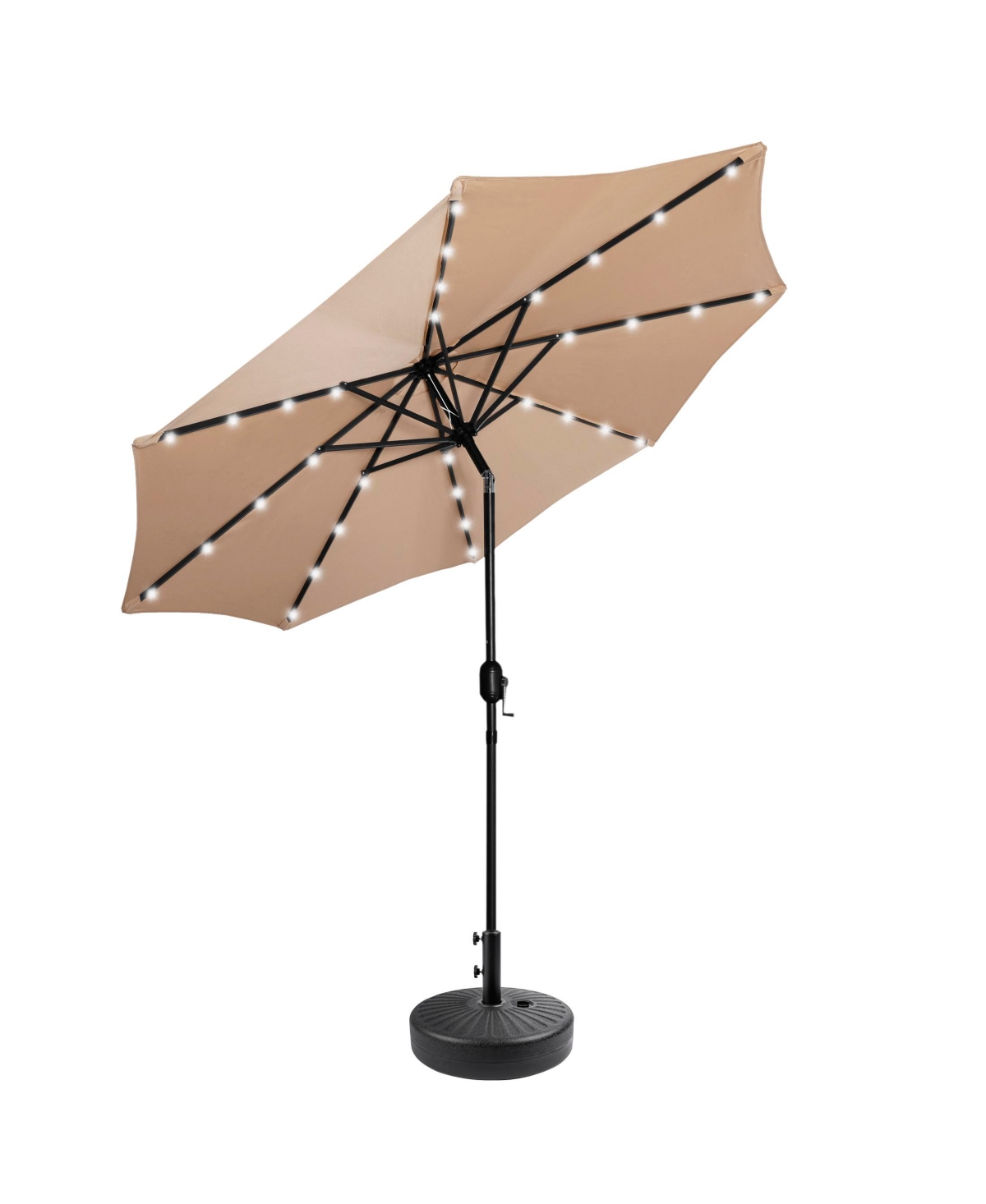 9 ft. Patio Solar Power Led lights Market Umbrella with Black Round Base - Turquoise