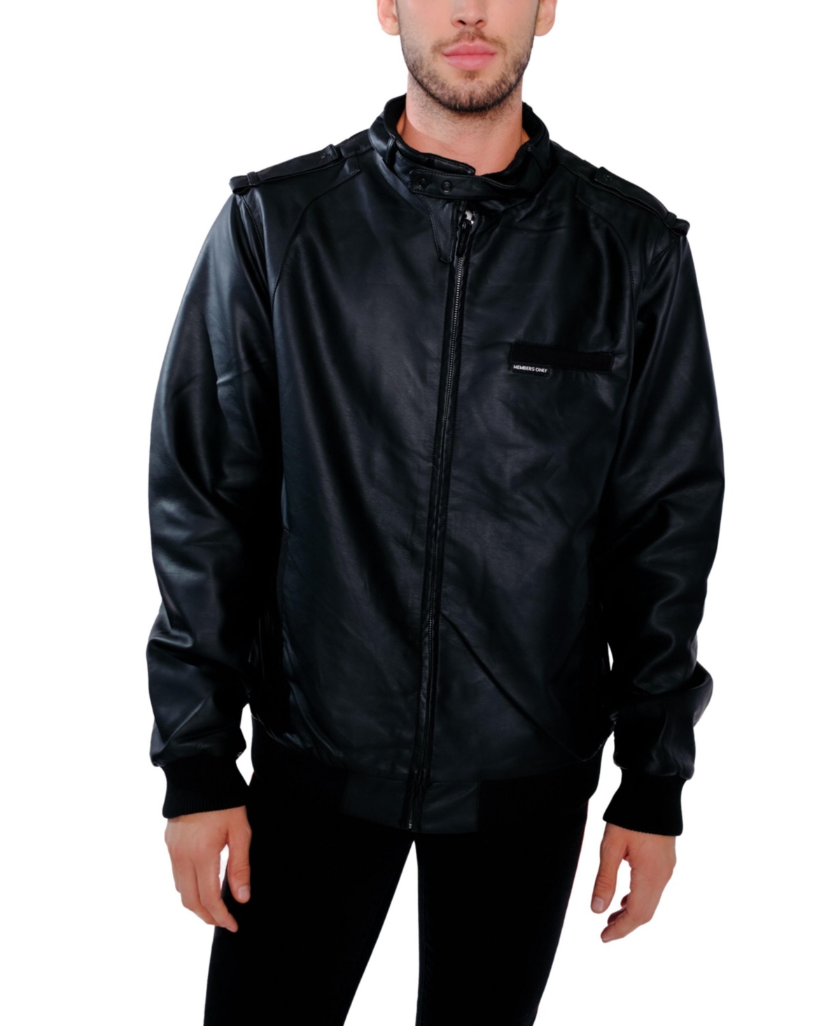 Big & Tall Faux Leather Iconic Racer Jacket - Black