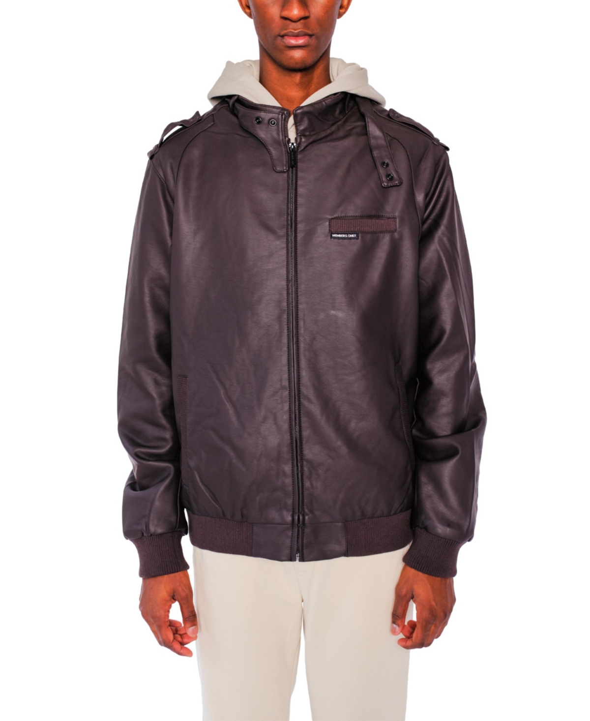 Members Only Men's Big & Tall Faux Leather Iconic Racer Jacket