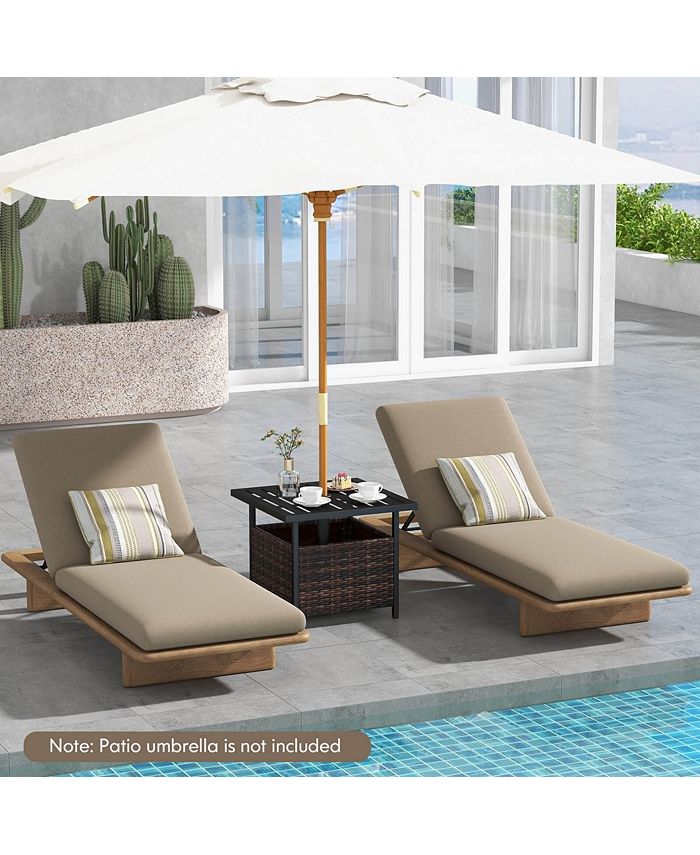 Costway Brown Rattan Wicker Steel Side Table Outdoor Furniture Deck