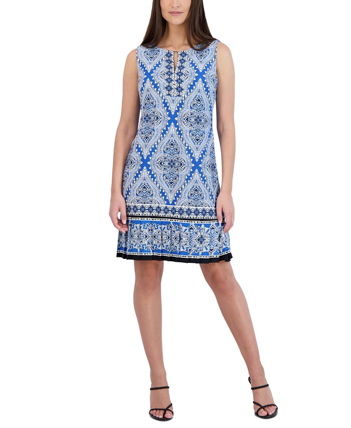 Sandra Darren Petite Printed Sleeveless Pleated Hem Dress Macy s