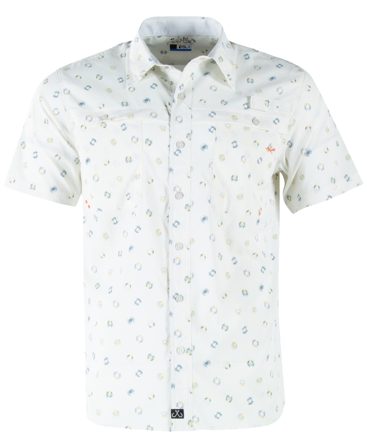 Men's Get Crabby Short-Sleeve Button-Front Performance Shirt - Off White