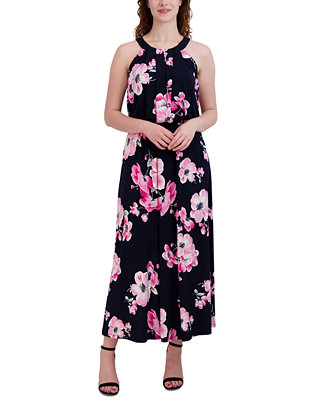 Robbie Bee Petite Floral-Print Halter Maxi Dress - Macy's