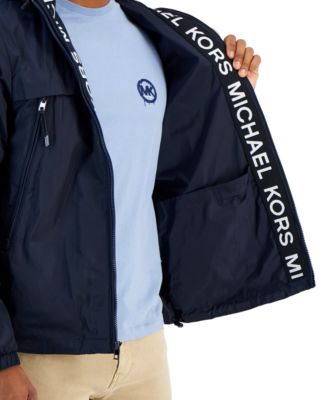 Michael Kors Men's Water-Resistant Logo-Tape Hooded Windbreaker