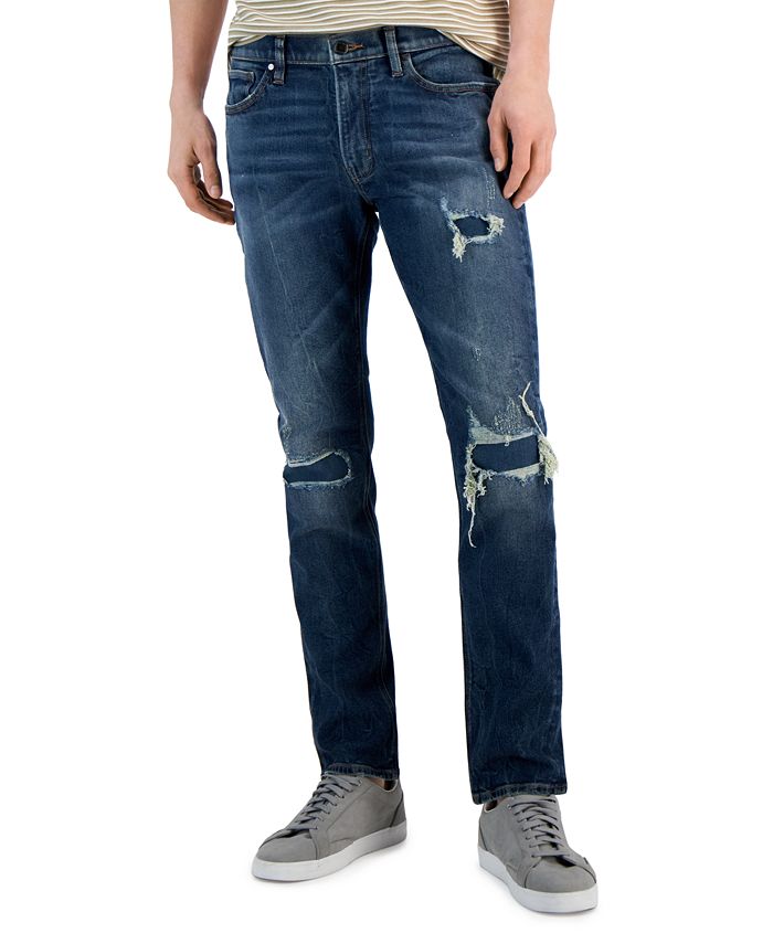 Michael Kors Men's Parker Straight-Fit Stretch Rip & Repair Jeans & Reviews  - Jeans - Men - Macy's