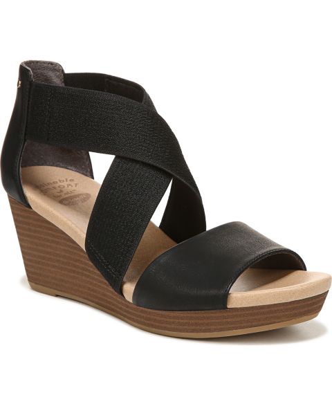 Женские сандалии Dr. Scholl's Barton-Band Wedge, цвет: Чёрная искусственная кожа