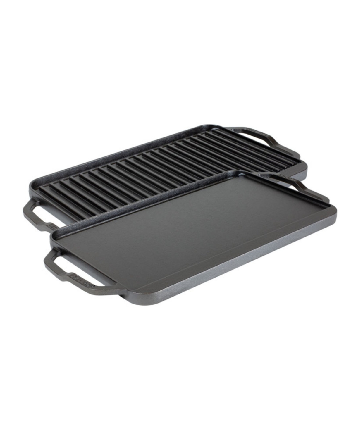 Shop Lodge Cast Iron Chef Collection 10" Chef Style Rectangle Reversible Grill, Griddle Cookware In Black