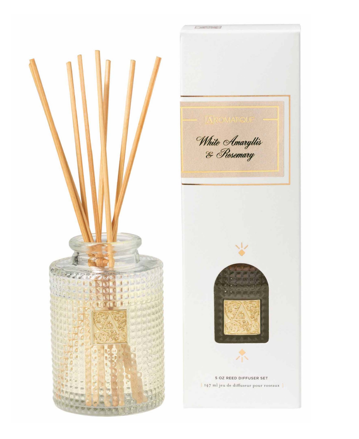 White Amaryllis and Rosemary Reed Diffuser - Clear Glass