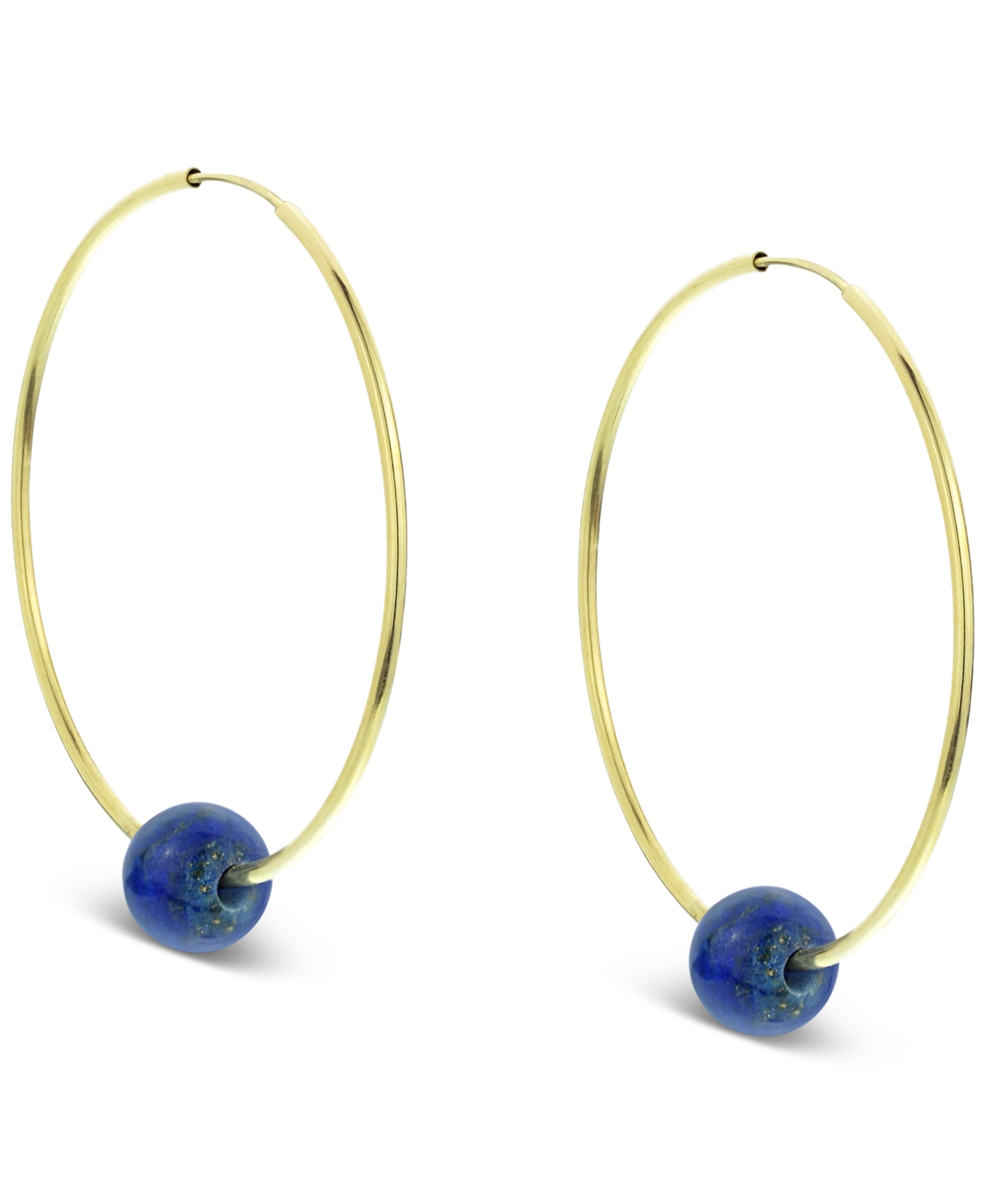 Jade Medium Hoop Earrings in 14k Gold, (Also in Onyx, Turquoise, & Freshwater Pearl) - Lapis