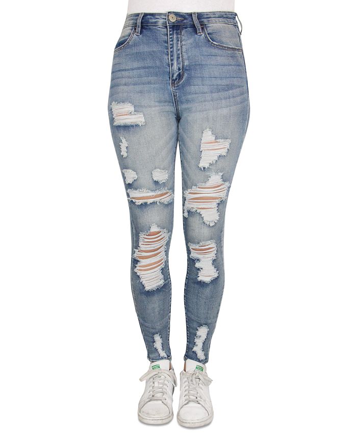 Almost Famous Juniors' Ripped Faded Skinny Jeans & Reviews - Jeans - Juniors  - Macy's