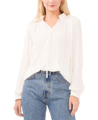 Vince Camuto - Women's Split Neck Long-Sleeve Top
