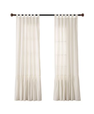 Lush Decor Farmhouse Faux Linen Tab Top Window Curtain Panel Single 40"W x 84"L - Curtains For Bedroom - Living Room Curtains