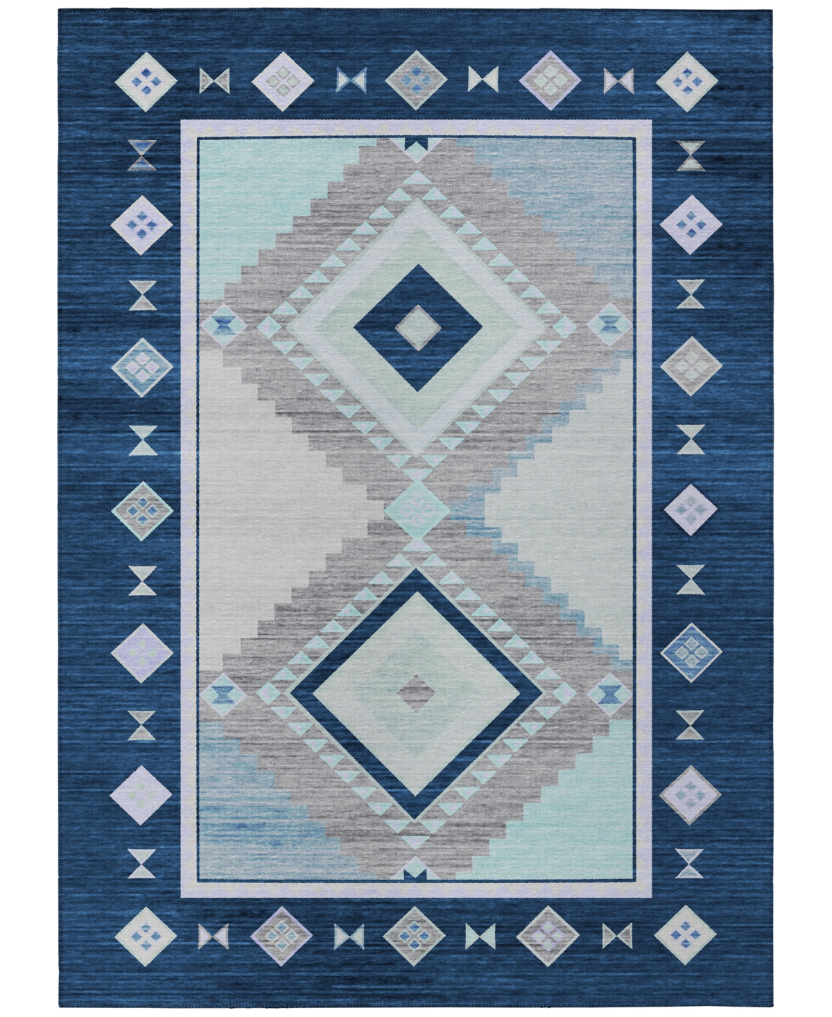 D Style Phoenix Ph2 5' X 7'6" Area Rug In Denim