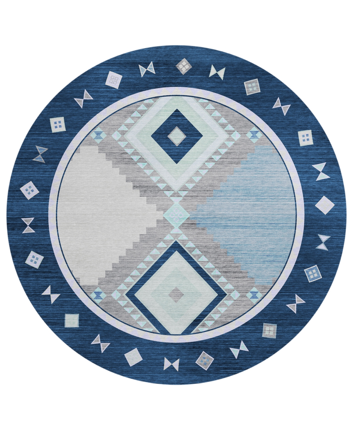 D Style Phoenix Ph2 8' X 8' Round Area Rug In Denim