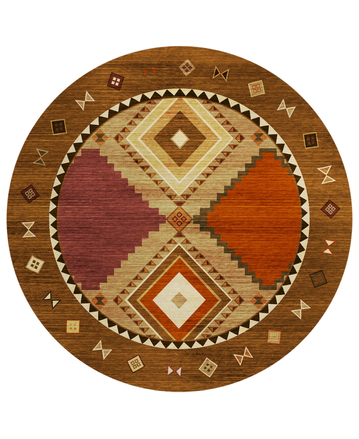 D Style Phoenix Ph2 8' X 8' Round Area Rug In Walnut