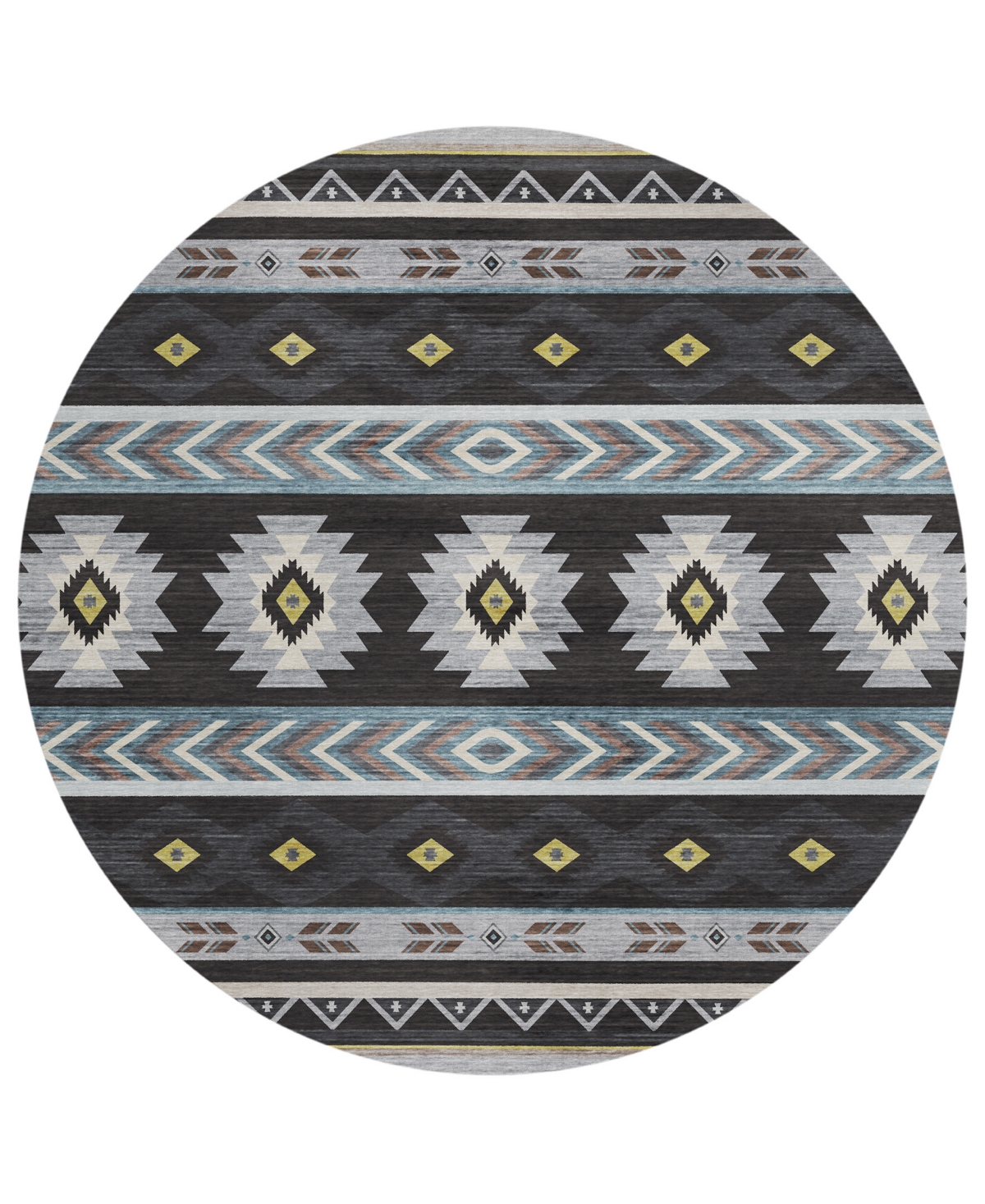 D Style Phoenix Ph3 8' X 8' Round Area Rug In Black