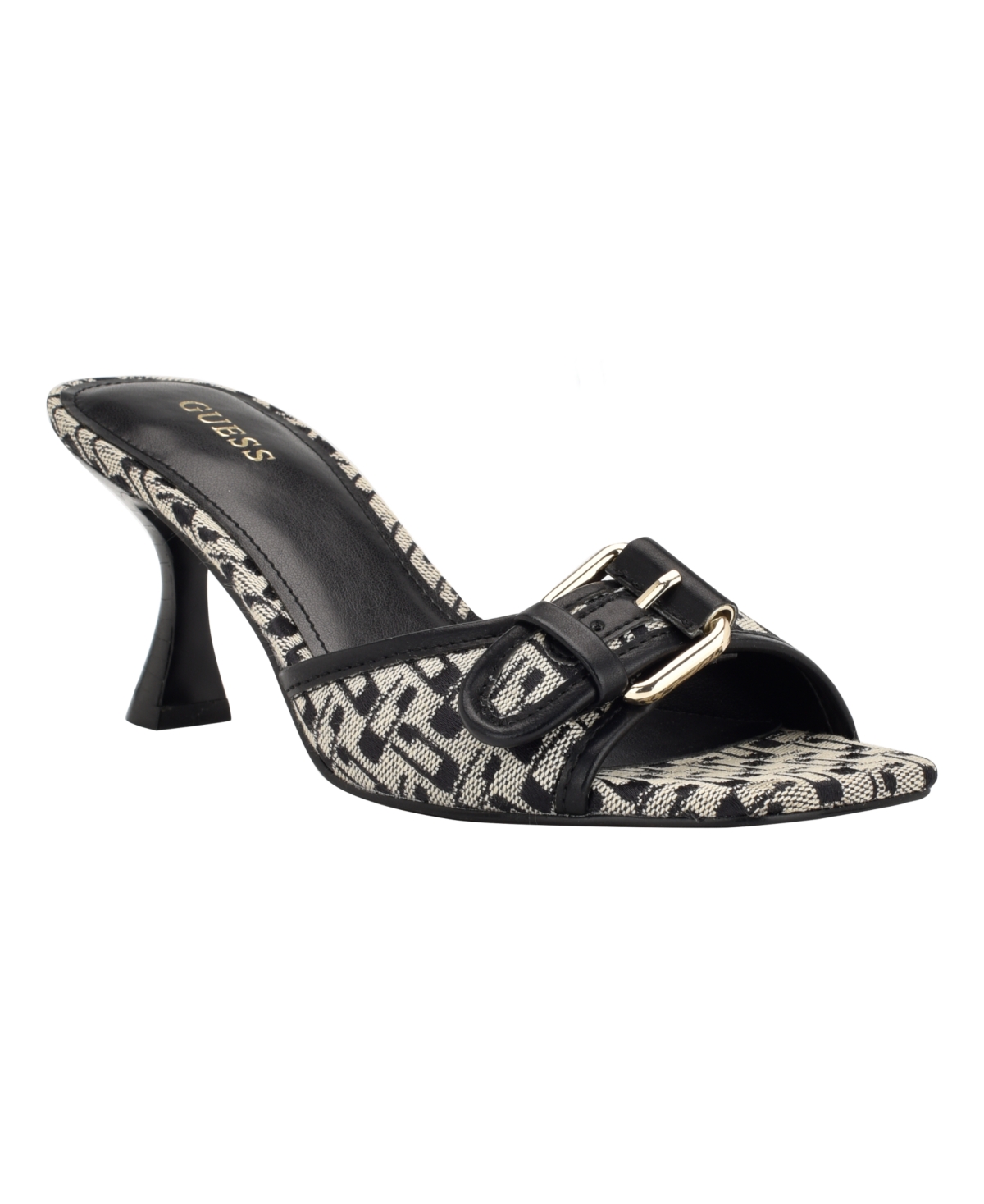Guess Women s Dista Mid Heel Open Toe Buckle Sandals In Black ModeSens