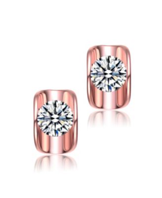 Sterling Silver Cubic Zirconia Shield Earrings