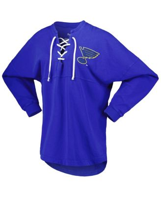 Women's Blue St. Louis Blues Spirit Lace-Up V-Neck Long Sleeve Jersey T-shirt