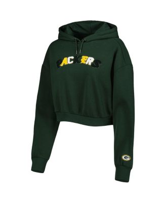 Women's Green Green Bay Packers Cropped Pullover Hoodie