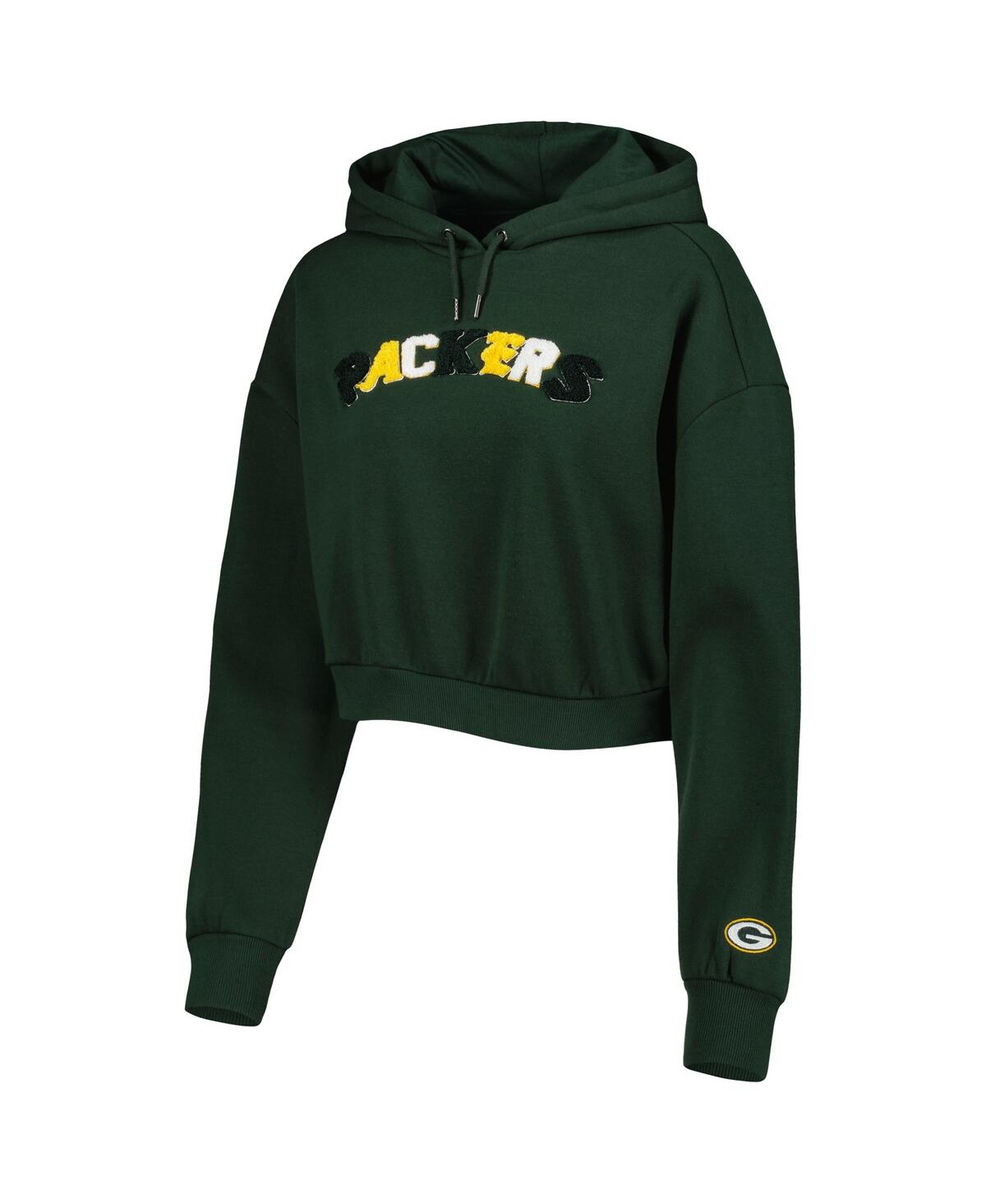 Shop The Wild Collective Women's  Green Green Bay Packers Cropped Pullover Hoodie