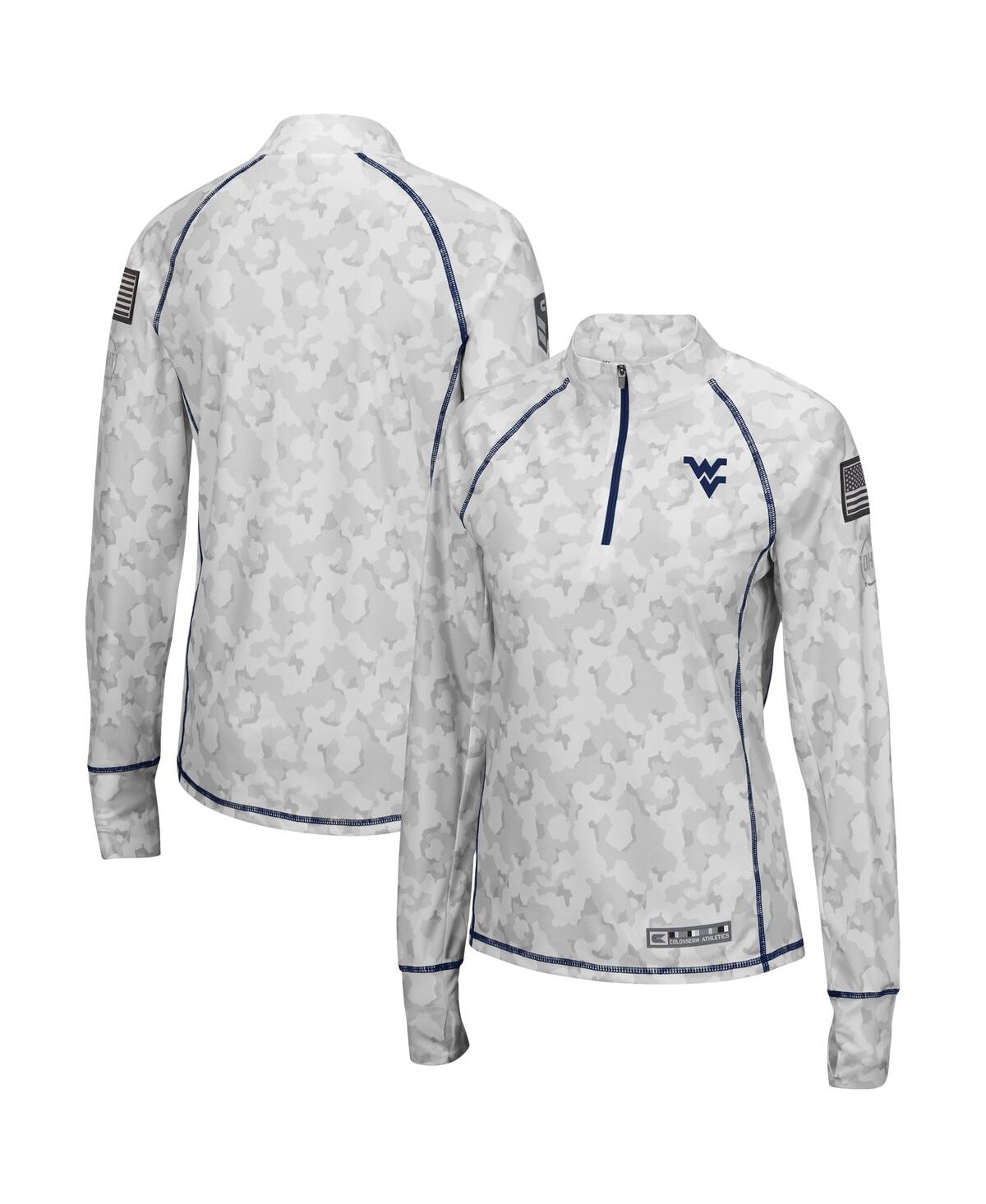 Women's Colosseum White West Virginia Mountaineers Oht Military-Inspired Appreciation Officer Arctic Camo 1/4-Zip Jacket - White