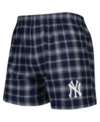 Men's Navy and Gray New York Yankees Ledger Flannel Boxers