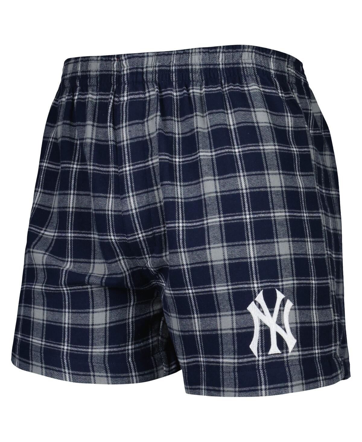 Concepts Sport Men's  Navy And Gray New York Yankees Ledger Flannel Boxers In Navy,gray