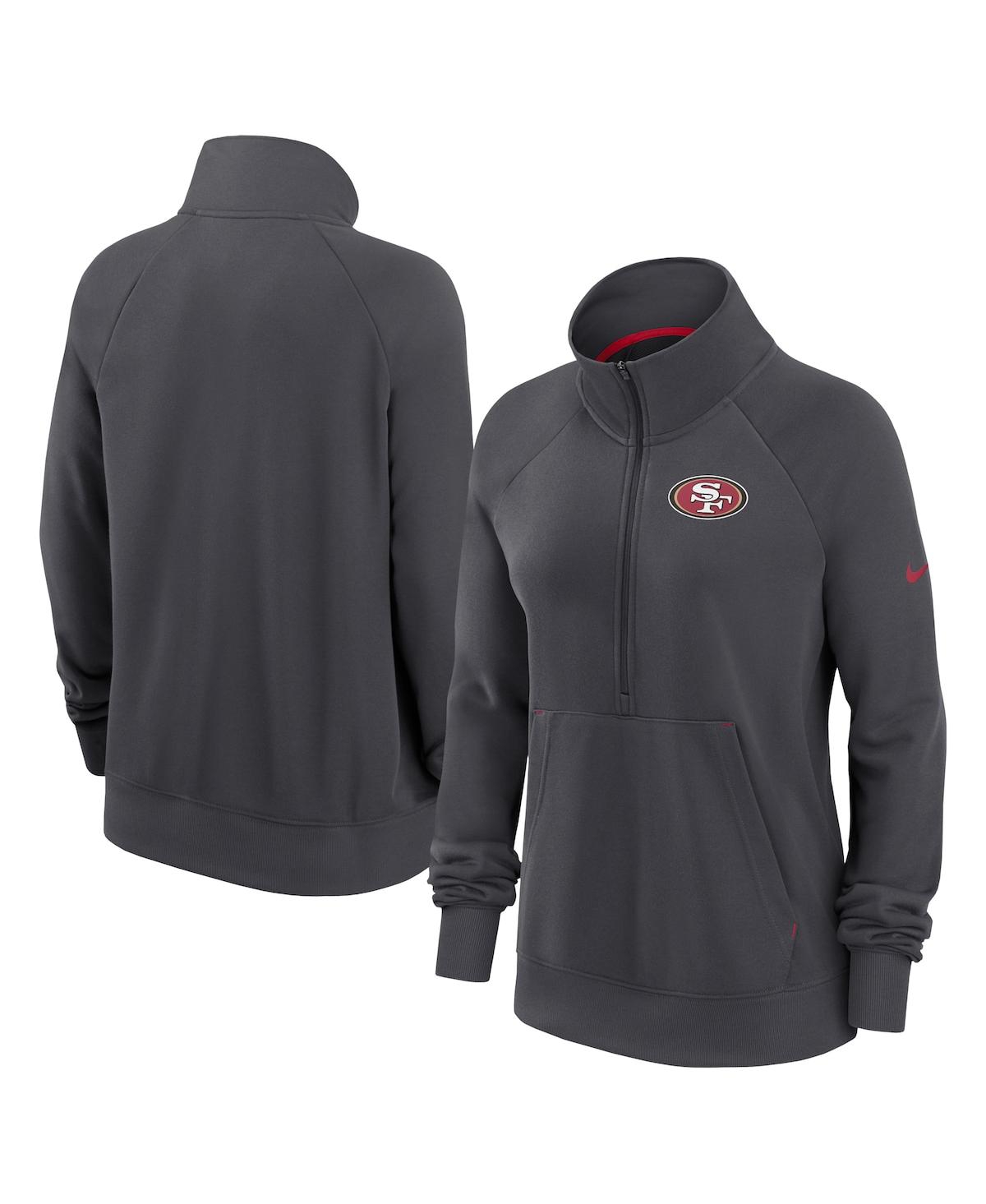 Nike Women's  Charcoal San Francisco 49ers Premium Raglan Performance Half-zip Sweatshirt In Charcoal