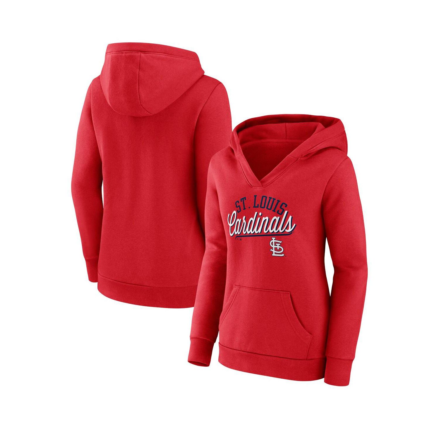 Women's Red St. Louis Cardinals Simplicity Crossover V-Neck Pullover Hoodie