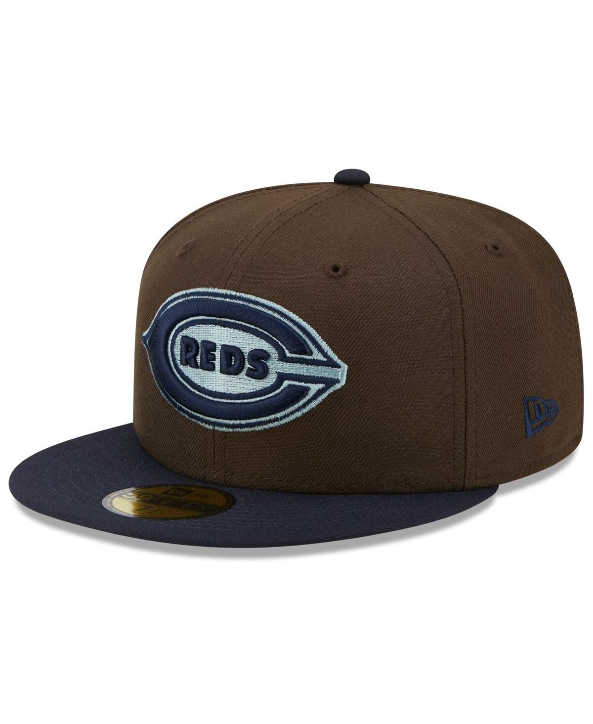 Shop New Era Men's  Brown And Navy Cincinnati Reds 1938 Mlb All-star Game Walnut 9fifty Fitted Hat In Brown,navy