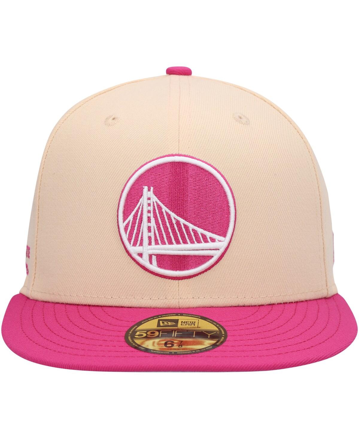 Men's New Era Pink Golden State Warriors Passion Mango 59Fifty Fitted Hat - Pink