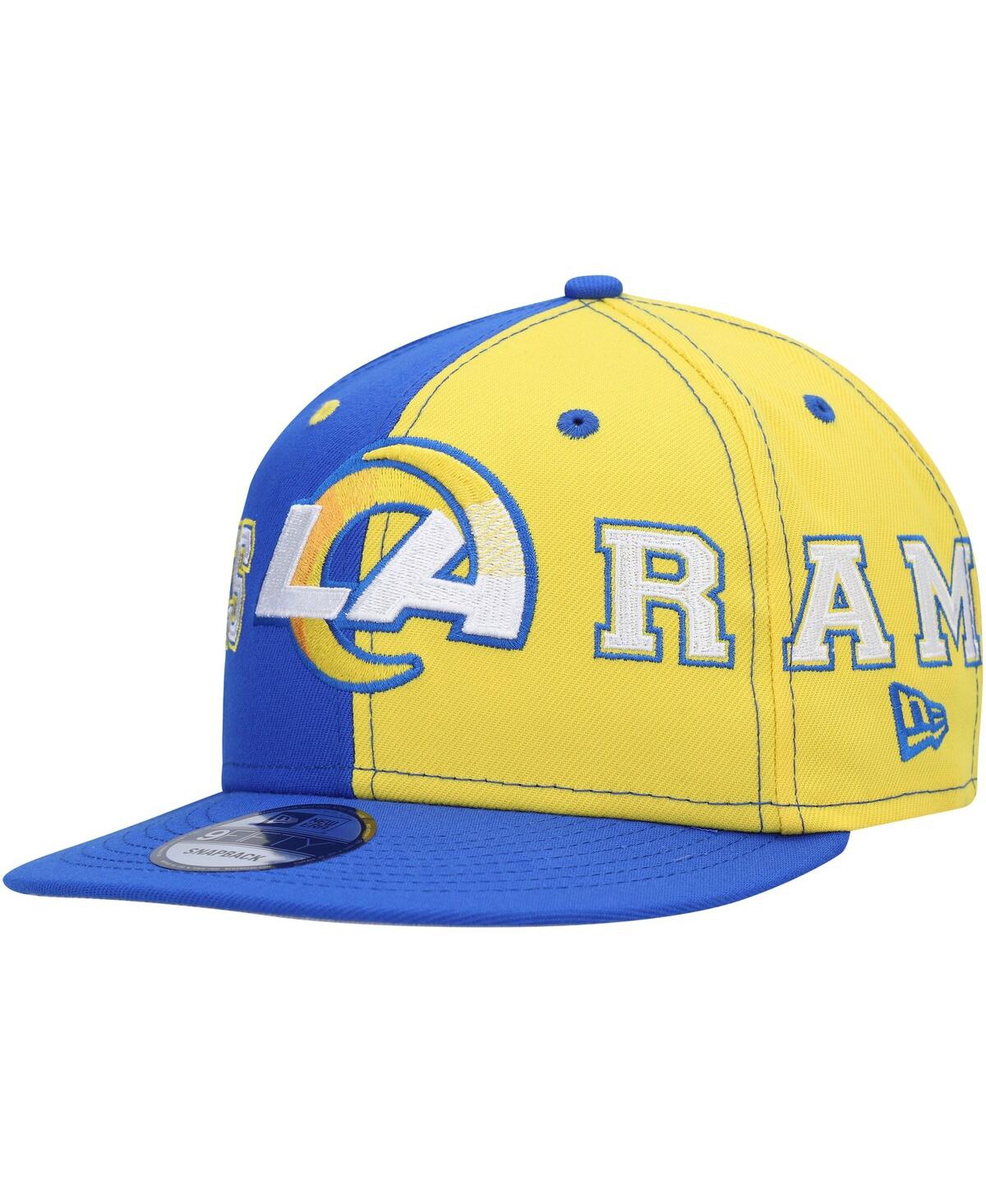 Shop New Era Men's  Royal, Gold Los Angeles Rams Team Split 9fifty Snapback Hat In Royal,gold