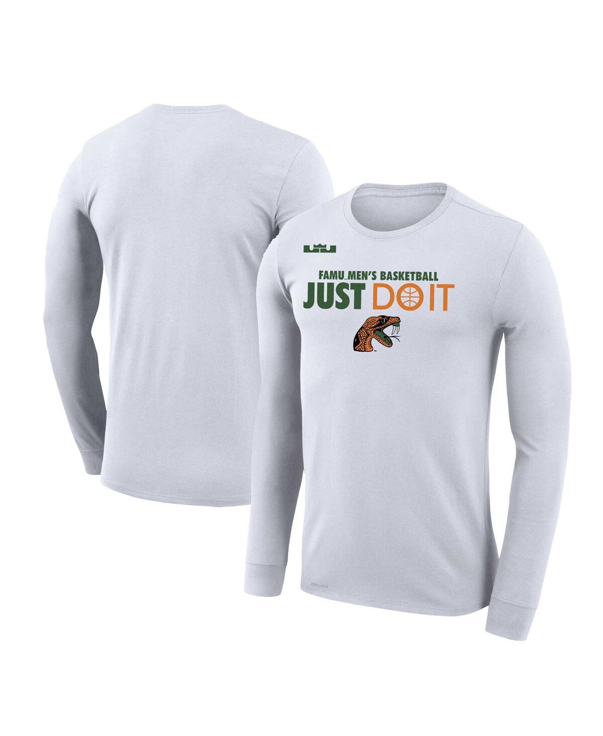 Nike Men's  X Lebron James White Florida A&m Rattlers Legend Performance Long Sleeve T-shirt