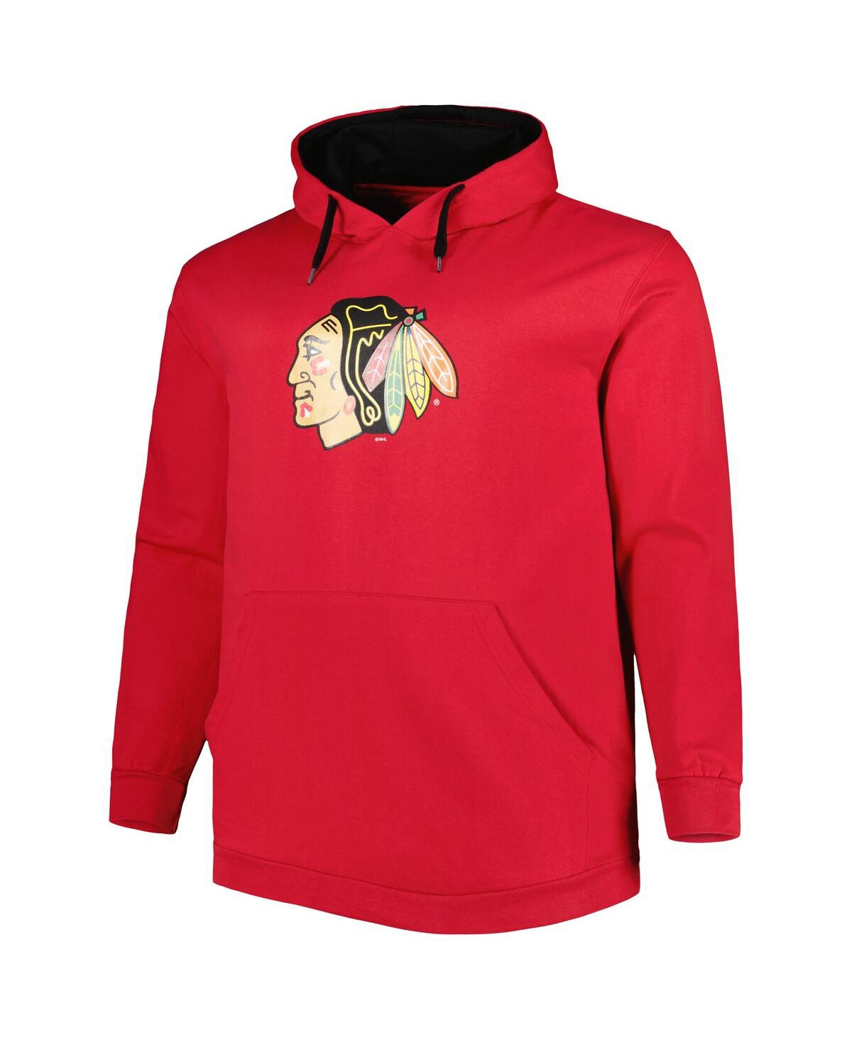 Men'sChicago Blackhawks Big and Tall Fleece Pullover Hoodie - Red