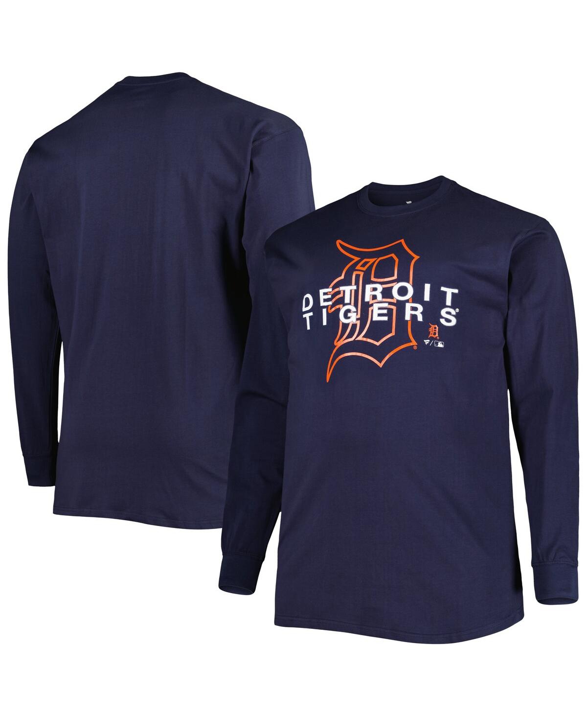 Men's Profile Heather Navy Chicago Bears Big & Tall Throwback Long Sleeve T-Shirt