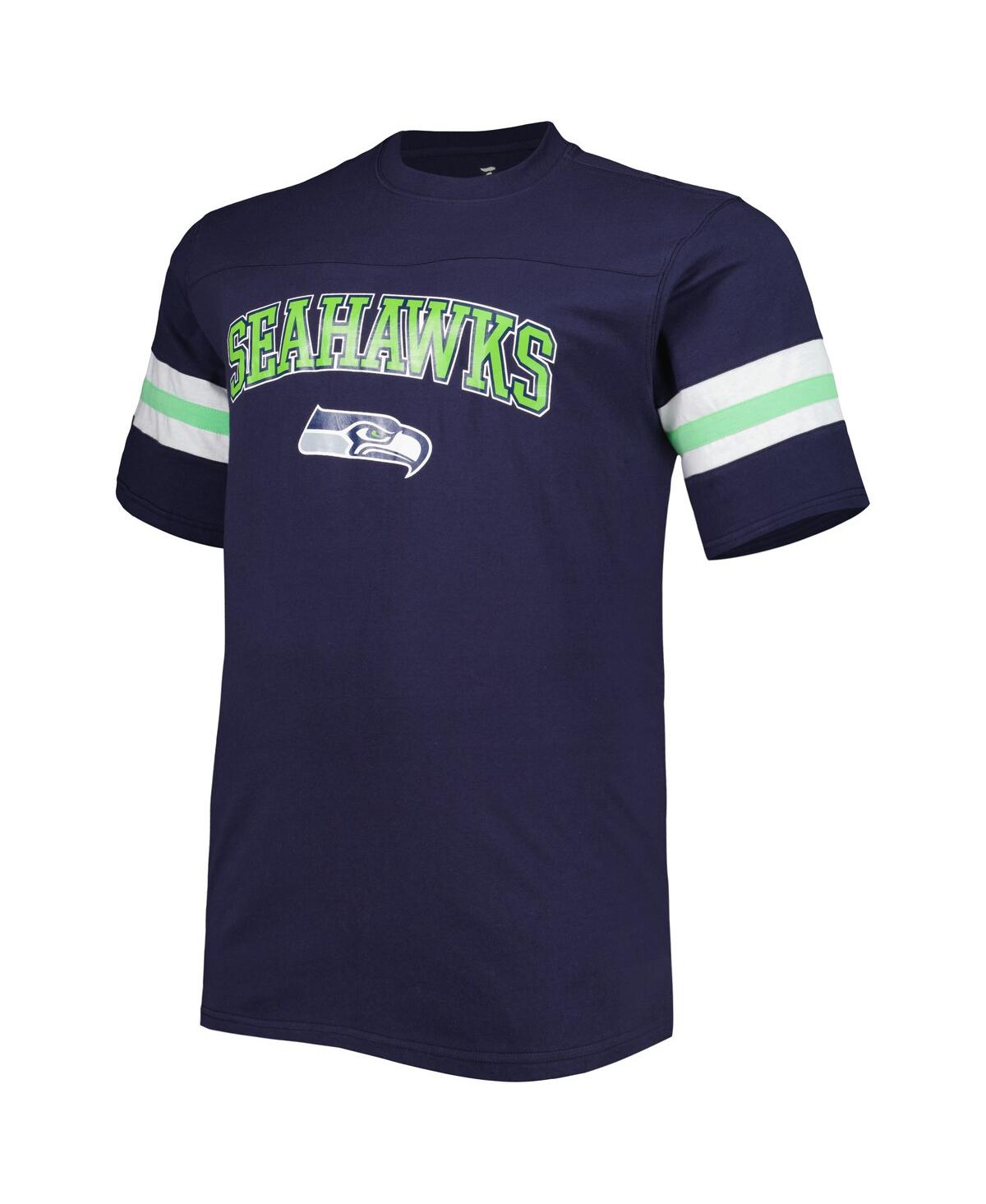 Shop Profile Men's College Navy Seattle Seahawks Big And Tall Arm Stripe T-shirt