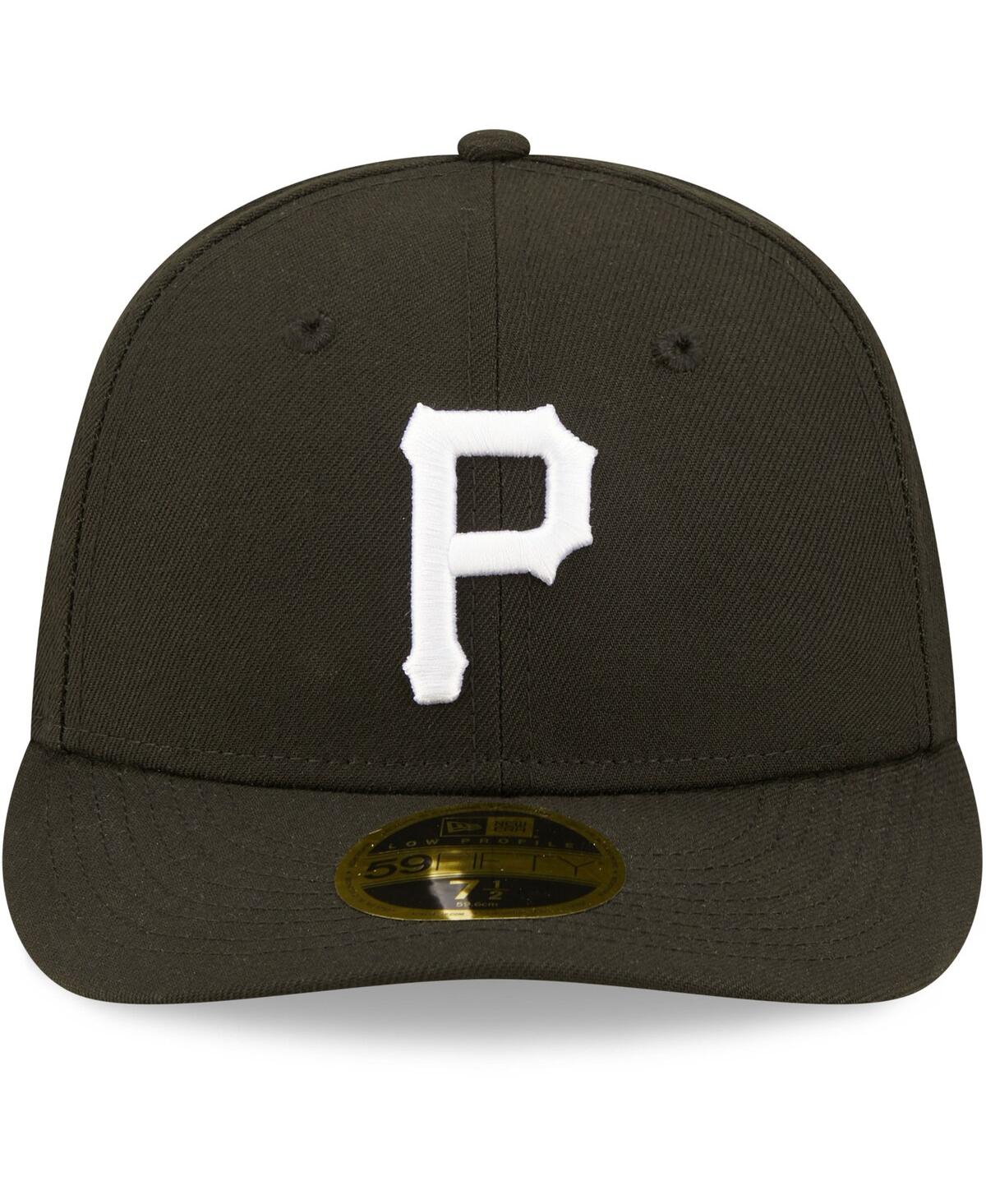 New Era Men's  Pittsburgh Pirates Black And White Low Profile 59fifty Fitted Hat In Black,white
