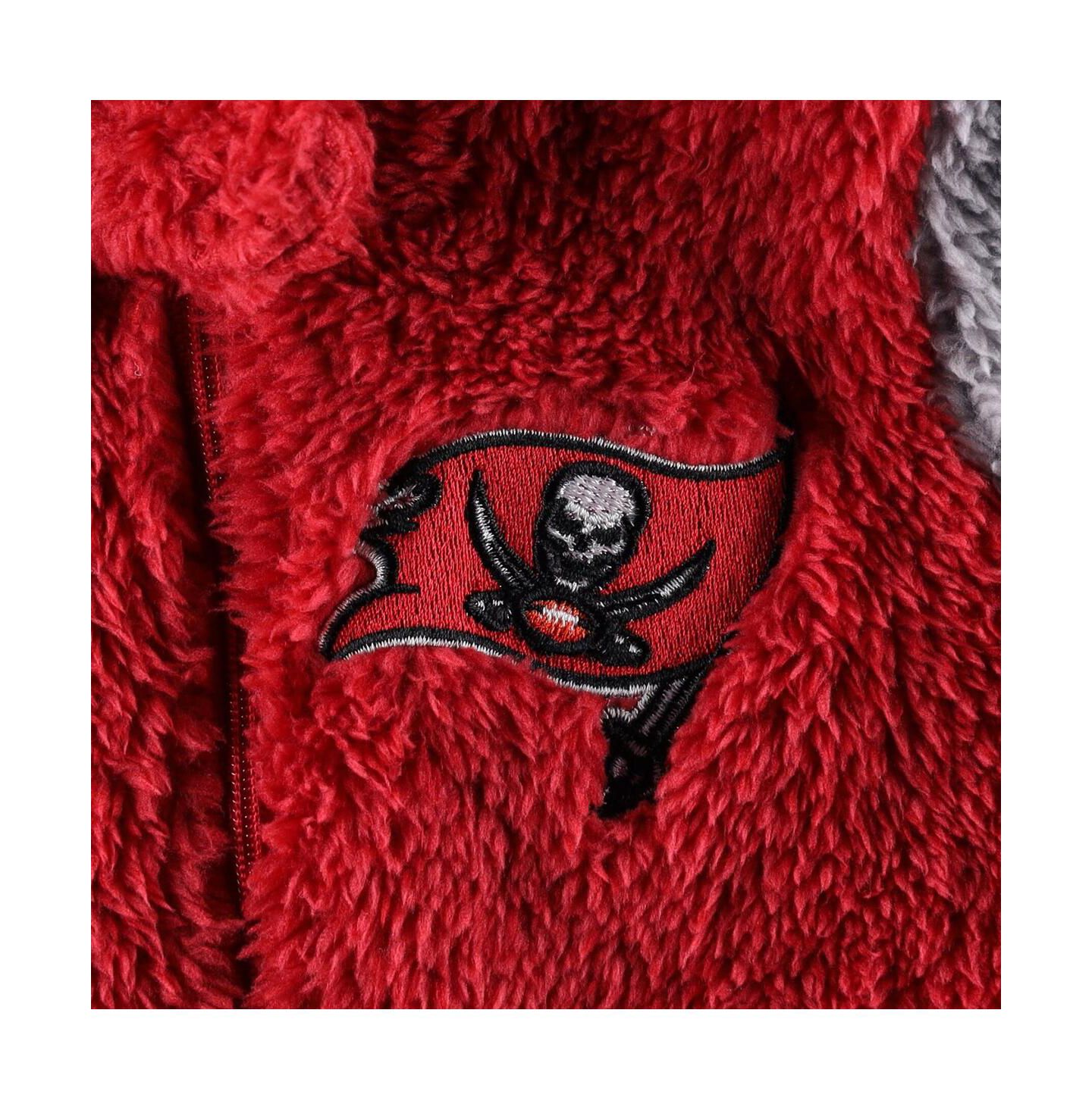Outerstuff Newborn and Infant Boys and Girls Red, Gray Tampa Bay Buccaneers Game Nap Teddy Fleece Bunting Full-Zip Sleeper — фото 2