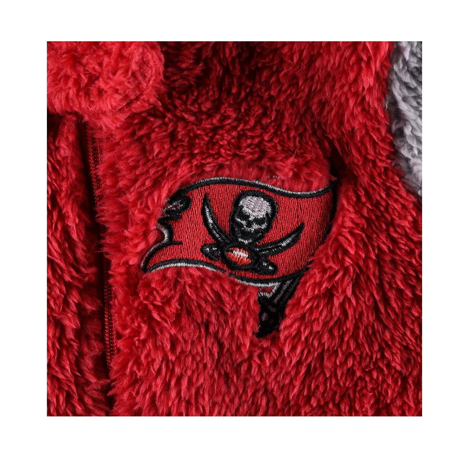 Newborn and Infant Boys and Girls Red, Gray Tampa Bay Buccaneers Game Nap Teddy Fleece Bunting Full-Zip Sleeper