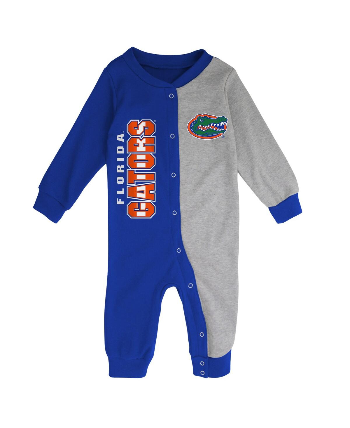 Outerstuff Infant Boys And Girls Royal, Heather Gray Florida Gators Halftime Two-tone Sleeper In Royal,heather Gray