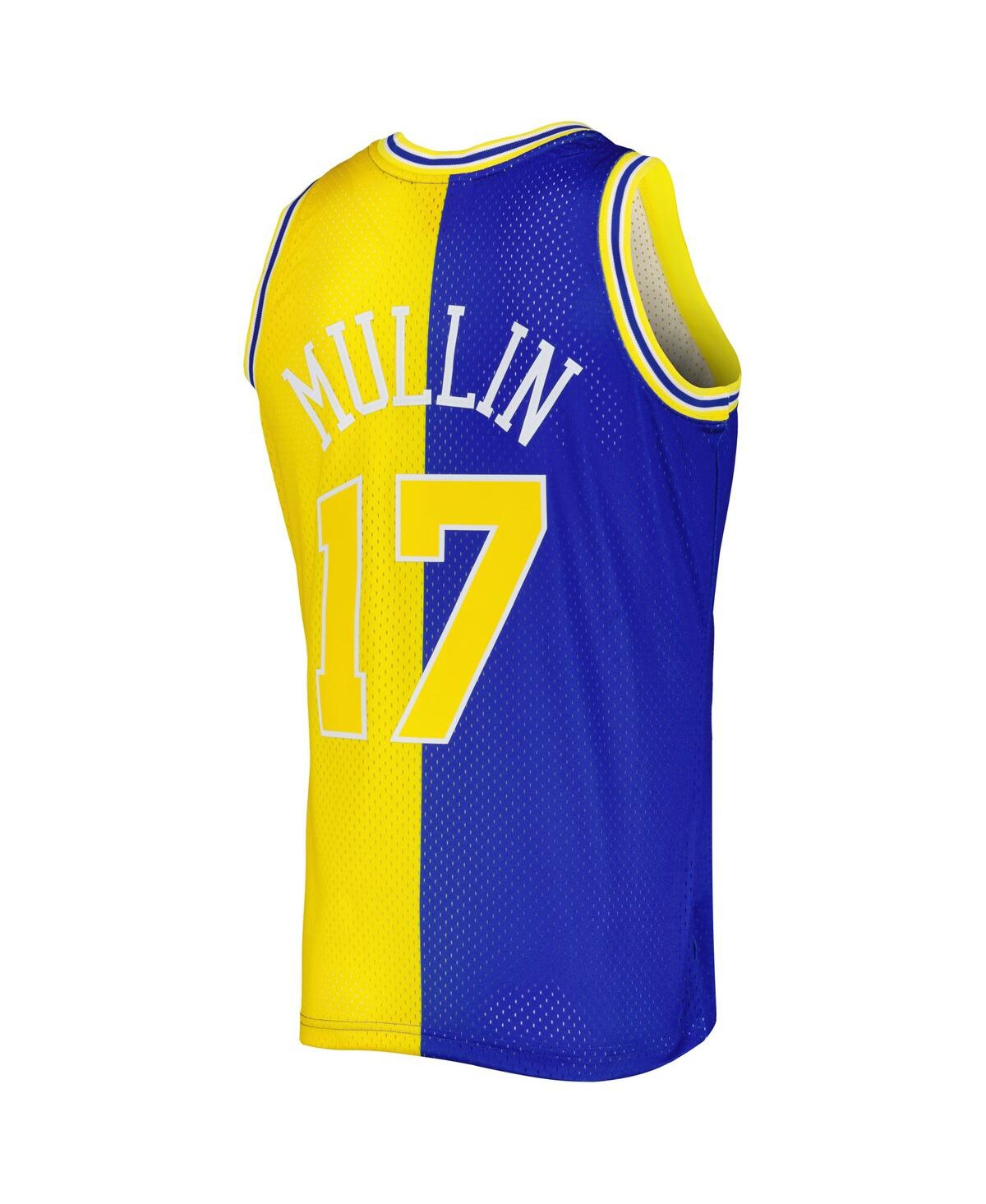 Men's Mitchell & Ness Chris Mulland Gold Golden State Warriors Hardwood Classics 1993-94 Split Swingman Jersey - Royal, Gold