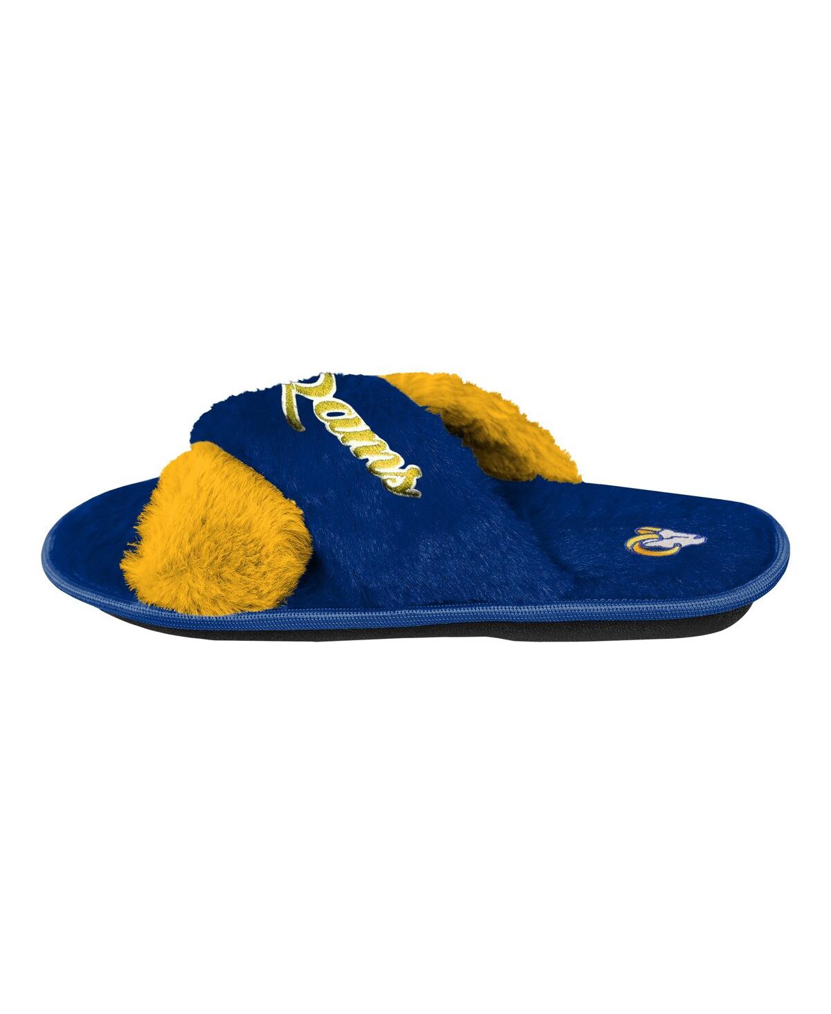Shop Foco Women's  Royal Los Angeles Rams Two-tone Crossover Faux Fur Slide Slippers