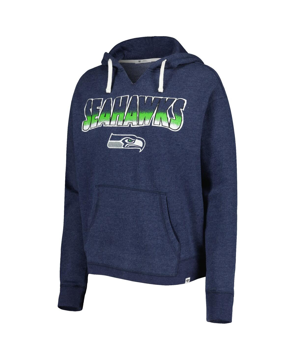 Shop 47 Brand Women's ' College Navy Seattle Seahawks Color Rise Kennedy Notch Neck Pullover Hoodie