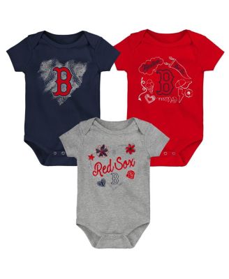 Infant Boys and Girls Navy, Red, Gray Boston Red Sox Batter Up 3-Pack Bodysuit Set